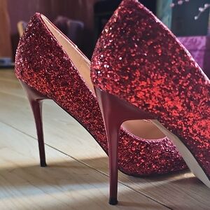 Sparkling Red Glitter Heels
